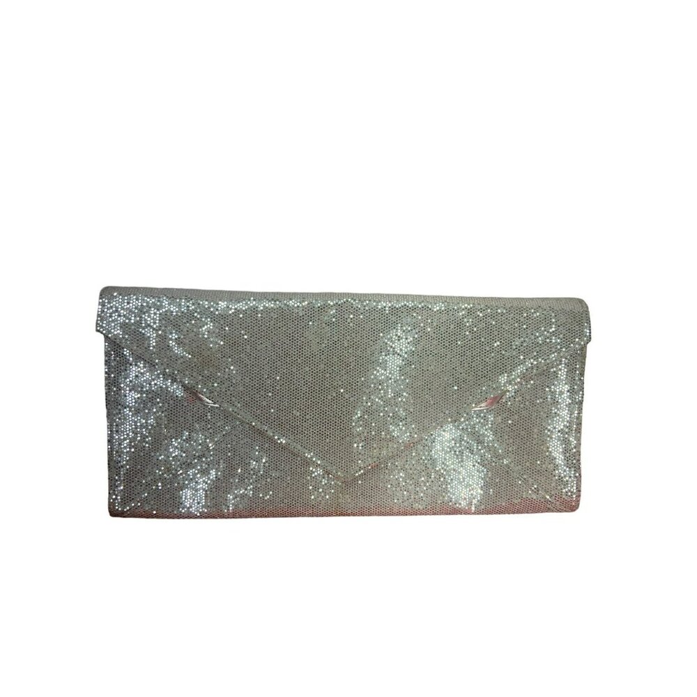 Victoria's Secret - Silver Sequin Clutch Bag; Simple‎ & Formal - ~5" x 9"